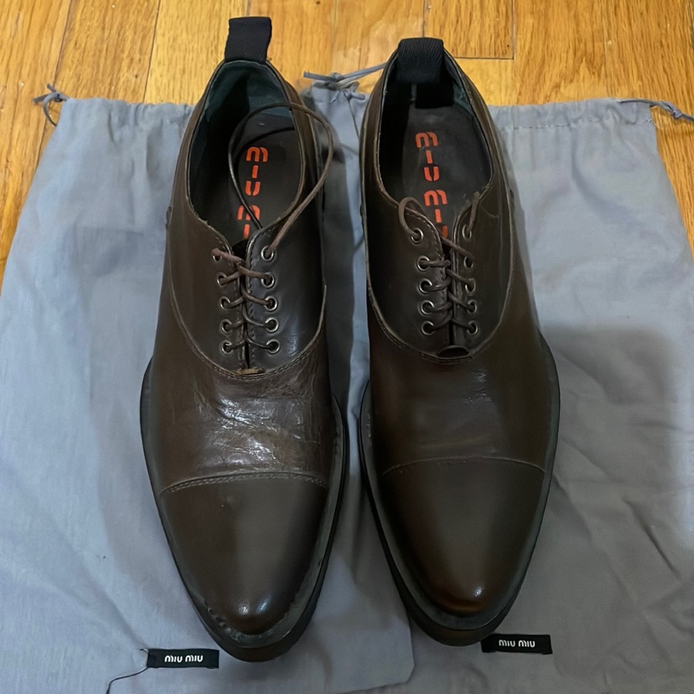 Miu Miu men’s shoes, chocolate brown, Italian U.S.size approximately size 8 .